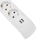 Сетевой фильтр 5 гнезд, 3м, 3х1,5мм², с автовыкл, 2 USB, белый Kranz, фото2