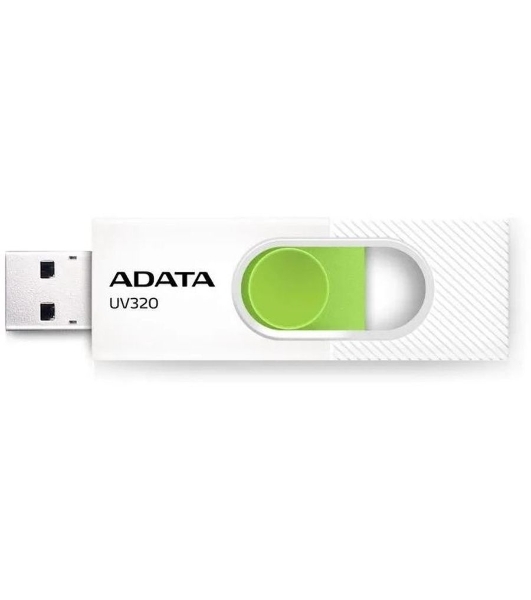 Флешка USB ADATA UV320 (AUV320-32G-RWHGN), 32Gb, USB 3.2, R/W 100/30, белый/зеленый