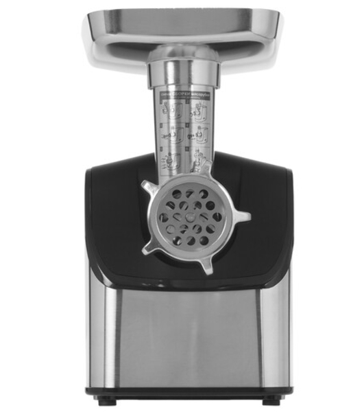 Мясорубка электрическая ARESA AR-2107 серебристый, 2500 Вт, 2.8 кг/мин, реверс, защита от перегрузки, насадки - 5