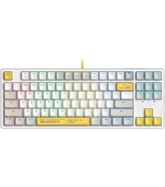 Клавиатура проводная A4Tech Bloody S87 Energy (S87 USB ENERGY WHITE) USB белый/желтый