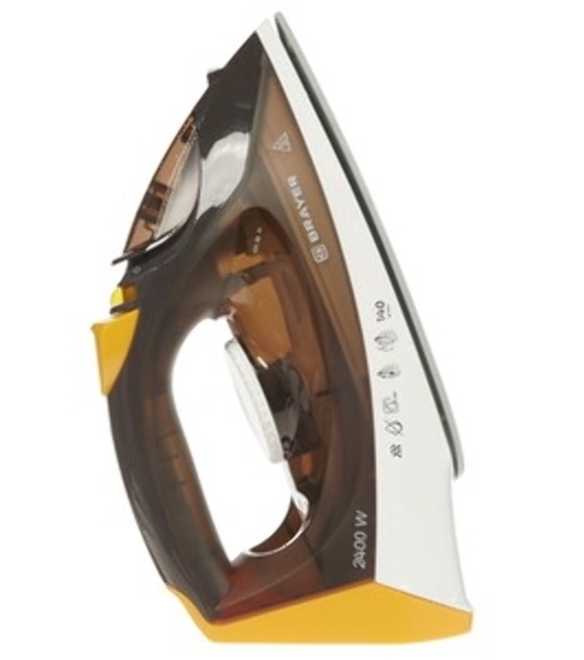 Утюг BRAYER BR4003 коричневый/белый/желтый, 2400 Вт, 25 г/мин, 140 г/мин, 330 мл