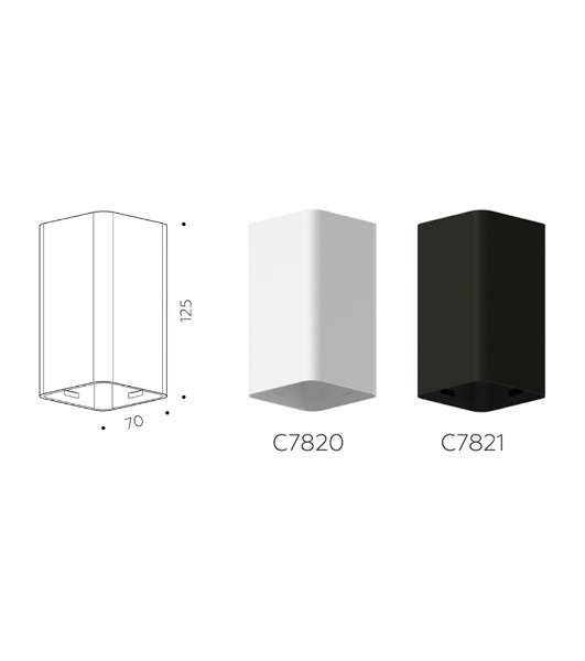Корпус светильника C7821 SBK черный песок 70*70*H125mm MR16 GU5.3