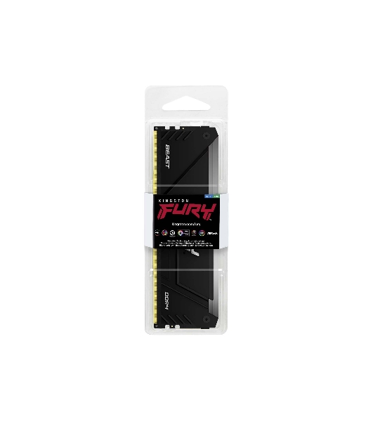 Оперативная память Kingston Fury Beast, DDR4, 16GB (1x16GB), 3200MHz, CL16, DIMM, с радиатором, RGB, черный