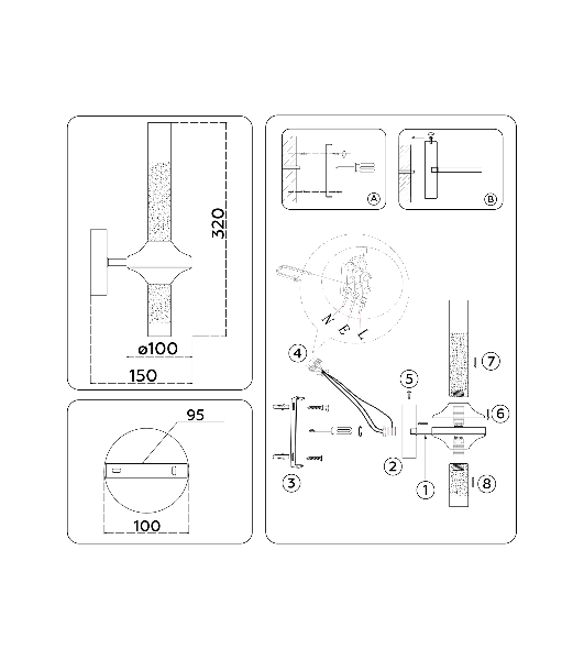 Настенный светильник Ambrella light LH55362/2 BS/CL латунь/прозрачный G9/2 max 30W 150*100*320