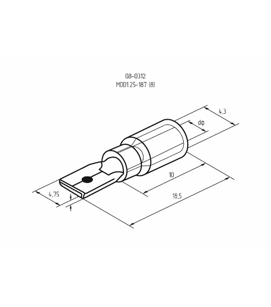 Клемма плоская Rexant изолированная штекер 4.8 мм 0.5-1.5 мм² (РПи-п 1.5-(4.8)/РПИп 1,25-5) красный