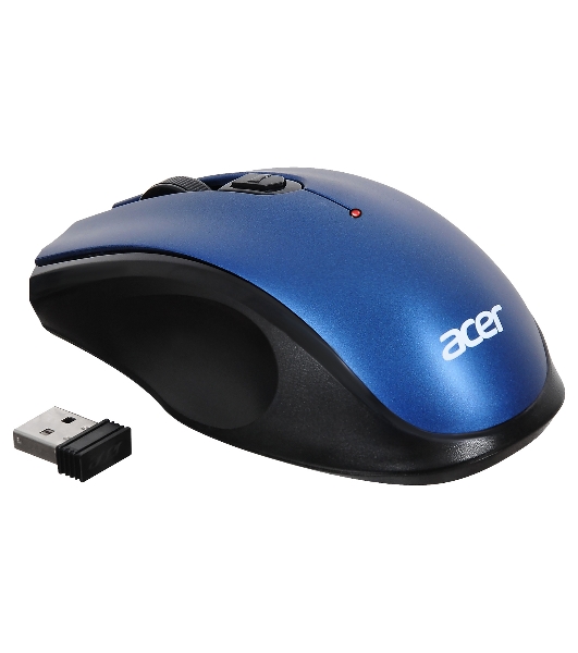 Мышь беспроводная Acer OMR031 черный/синий, 1600 dpi, радиоканал, USB, кнопки - 4