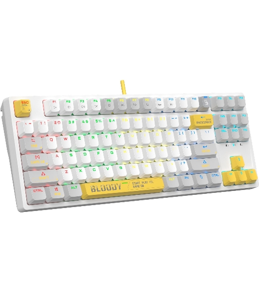 Клавиатура проводная A4Tech Bloody S87 Energy (S87 USB ENERGY WHITE) USB белый/желтый