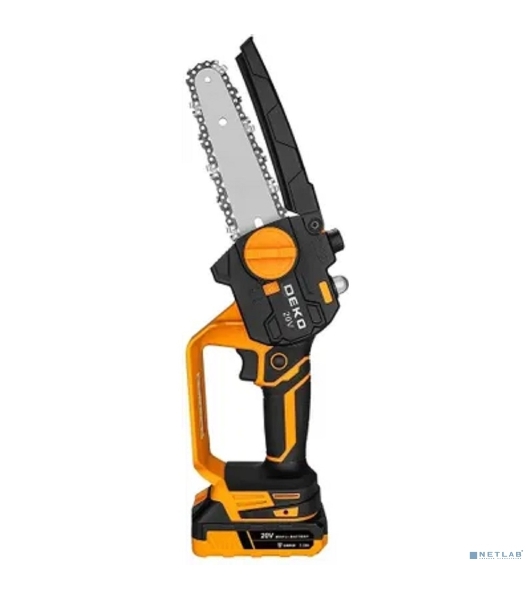 Пила цепная аккумуляторная DEKO DKCHS 20-6 PRO, 4' и 6', 20В, 2x2.2А·ч, 2 шины и 2 цепи в кейсе