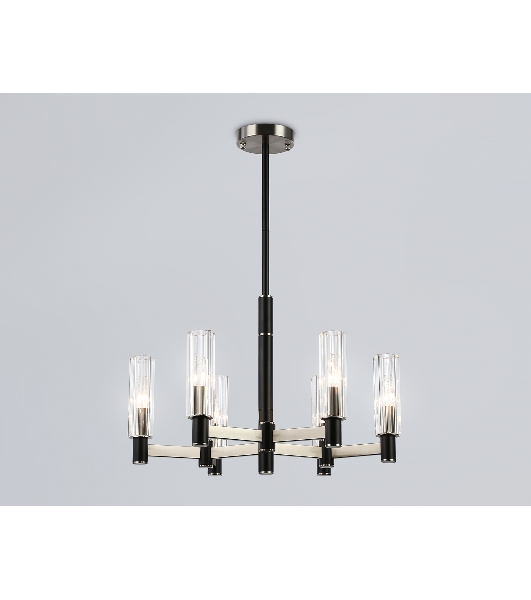 Люстра Ambrella light LH55501/6 SN/BK/CL сатин никель/черный/прозрачный E14*6 max 40W D570*760