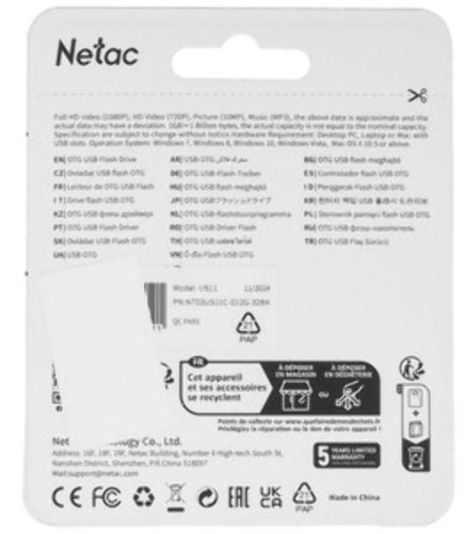 Флешка USB Netac US11 32Gb USB 3.0+TypeC Dual Flash