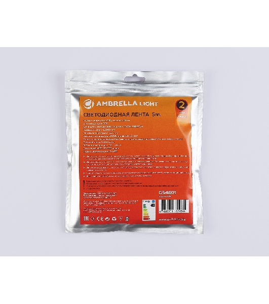 Светодиодная лента Ambrella light GS4801 COB 616Led/19W m/ 24V IP20 3000K/ 5m*12mm*2mm (2 конт.)