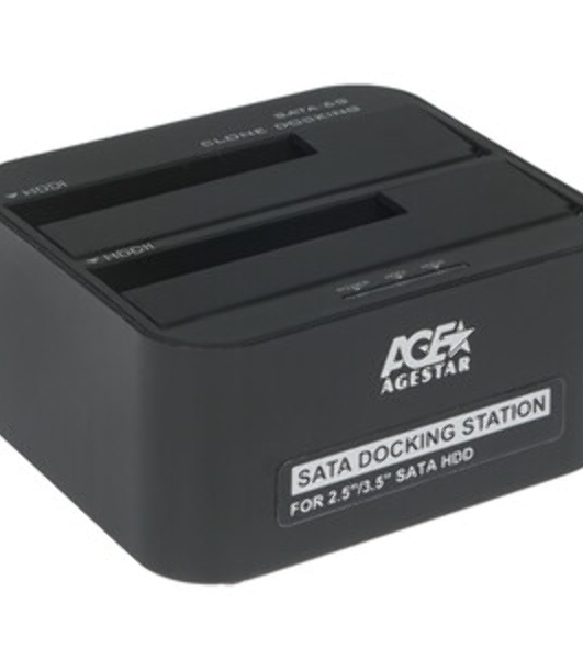 Докстанция 2x2.5'/3.5' SATA HDD/SSD AgeStar 3UBT6-6G, USB 3.0, пластик, черный, UASP, Clone, USB 3.0