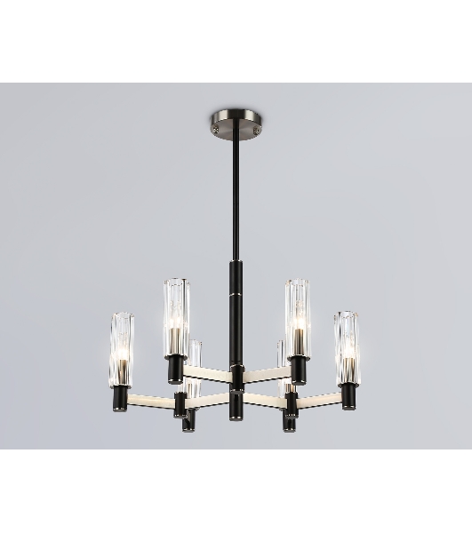 Люстра Ambrella light LH55501/6 SN/BK/CL сатин никель/черный/прозрачный E14*6 max 40W D570*760