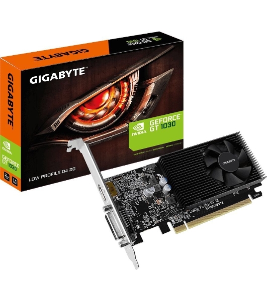 Видеокарта Gigabyte GV-N1030D4-2GL NVidia GeForce GT 1030, 2Gb DDR4/64-bit, PCI-Ex16 3.0, DVI-Dx1, HDMI2.0bx1, LP, 2-slot cooler, Retail