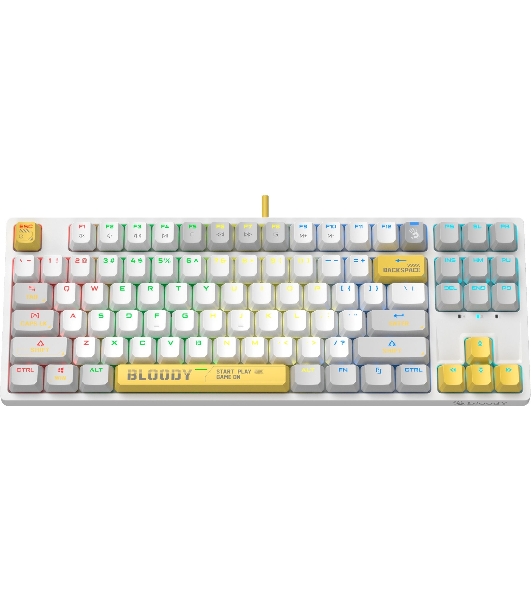 Клавиатура проводная A4Tech Bloody S87 Energy (S87 USB ENERGY WHITE) USB белый/желтый