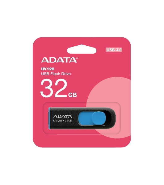 Флешка USB ADATA UV128 (AUV128-32G-RBE), 32Gb, USB 3.0, R/W 100/30, черный/синий