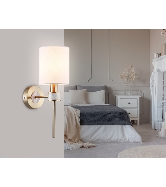 Настенный светильник Ambrella light LH72375 DBS/WH темная латунь/белый E14 max 40W 190*120*370