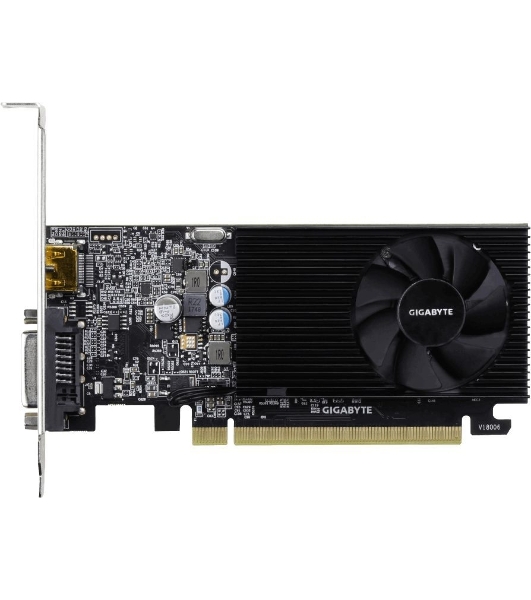 Видеокарта Gigabyte GV-N1030D4-2GL NVidia GeForce GT 1030, 2Gb DDR4/64-bit, PCI-Ex16 3.0, DVI-Dx1, HDMI2.0bx1, LP, 2-slot cooler, Retail