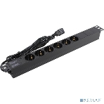Блок розеток горизонтальный ExeGate ServerPro PDU-19H604 Al-6S-C14-2.5, 19', 1U, Алюминий, 6 Schuko, кабель с вилкой C14 VDE-250V-10A-3*1.5мм2, 2.5 метра, черный, фото2