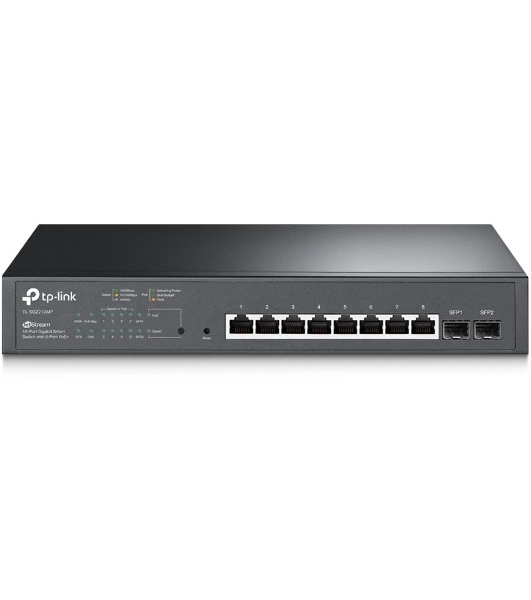Коммутатор TP-Link JetStream 10-Port Gigabit Smart Switch with 8-Port PoE+, 8× Gigabit PoE+ Ports, 2× Gigabit SFP Slots, 802.3at/af, 150 W PoE Power, 1U 13-inch Rack-mountable Steel CaseIntegration with Omada SDN Controller, 802.1Q VLAN, STP/RSTP/MSTP, IGMP Snoopi