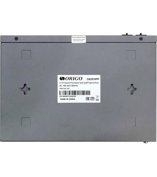 Коммутатор неуправляемый PoE ORIGO Unmanaged Switch 8x1000Base-T PoE, 2x1000Base-X SFP, PoE Budget 120W, 19' w/brackets