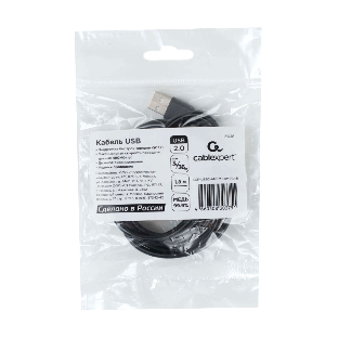 Кабель USB2.0 Cablexpert (RU) AM/Type-C CCP-USB2-AMCM-1.8M-RU-B, 3A, 36Вт, QC3.0, медь, двойной экран, 1.8м, черный, пакет