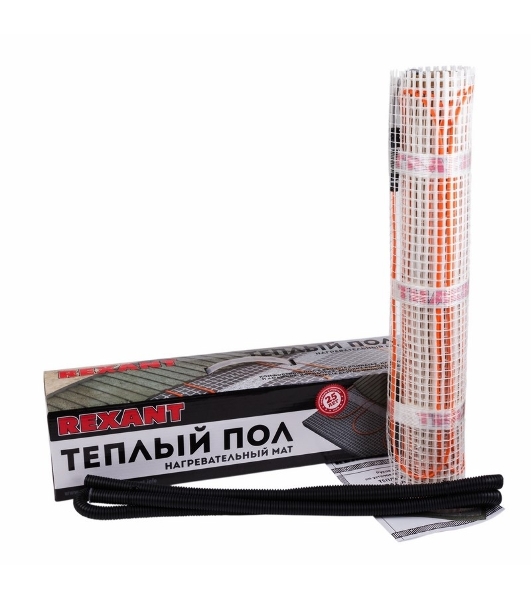 Теплый пол (нагревательный мат) Rexant Extra, площадь 0,7 м2 (0,5 х 1,4 метра), 112Вт, (двух жильный)