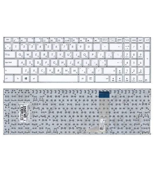Клавиатура для ноутбука Asus X756 белый без рамки (горизонтальный Enter)