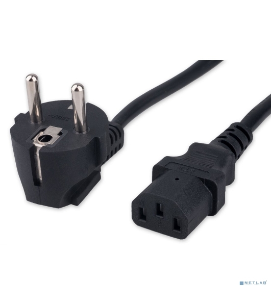 Кабель питания Гарнизон GPC-186-1-1.8M, Schuko-C13, 3x1.0 мм2, 16A, CCA, с заземлением, 1.8 м, черный, пакет