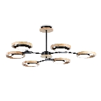 Подвесной светодиодный светильник Ambrella light FL51619/6 BK/LW черный/светлое дерево 3000K/4200K/6400K 42W D825*285 (Без ПДУ), фото 1