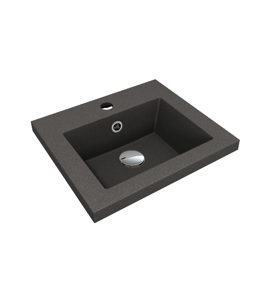 Тумба под раковину Bau Stil Loft black brushed, раковина кварцевая BAU Stil 40, черный металлик