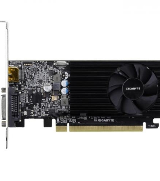 Видеокарта Gigabyte GV-N1030D4-2GL NVidia GeForce GT 1030, 2Gb DDR4/64-bit, PCI-Ex16 3.0, DVI-Dx1, HDMI2.0bx1, LP, 2-slot cooler, Retail