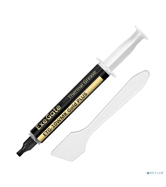 Термопаста ExeGate EX296086RUS ETG-10WMK Gold PLUS (10,4 Вт/(м•К), 4г, шприц с лопаткой)