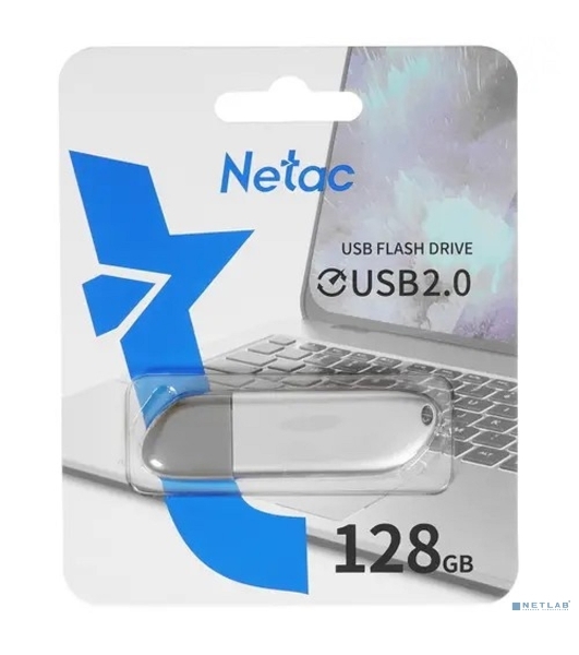 Флешка USB Netac U352 128Gb NT03U352N-128G-20PN, USB 2.0, с колпачком, металлическая
