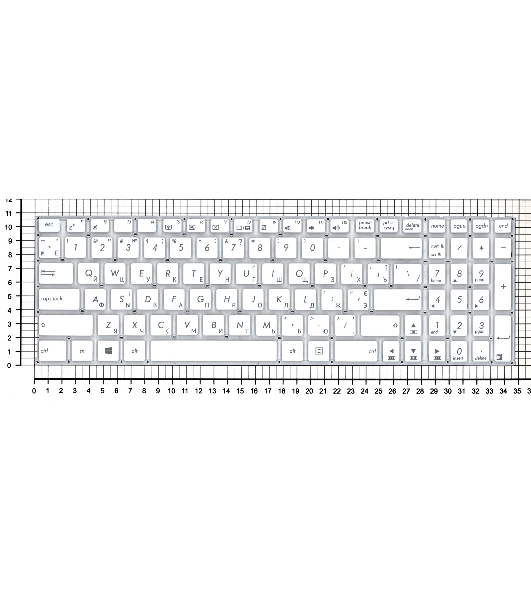 Клавиатура для ноутбука Asus X756 белый без рамки (горизонтальный Enter)