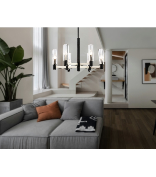 Люстра Ambrella light LH55501/6 SN/BK/CL сатин никель/черный/прозрачный E14*6 max 40W D570*760