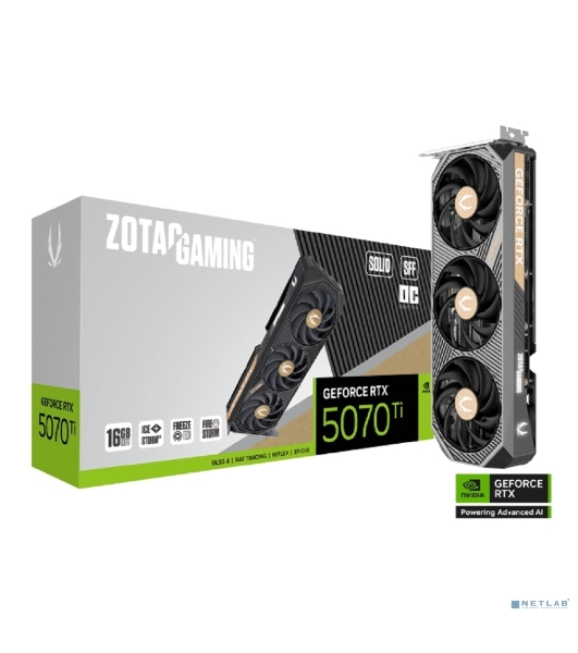 Видеокарта Zotac PCI-E 4.0 RTX 5070 Ti SOLID SFF OC NVIDIA GeForce RTX 5070TI 16Gb 256bit GDDR7 2482/28000 HDMIx1 DPx3 HDCP Ret