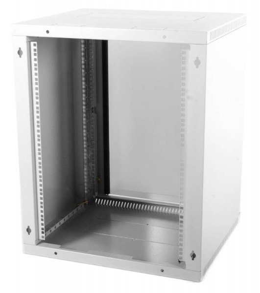 Шкаф телеком. настенный разборный 15U (600х650) дверь стекло, серый RAL 7035