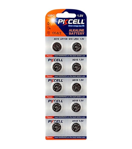 Щелочной/алкалиновый элемент питания PKCELL AG10-10B тип - LR54(AG10) 10 шт в блистере