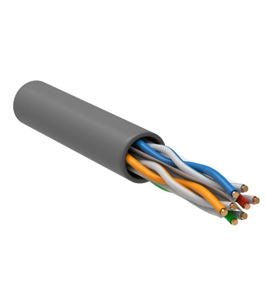 Кабель связи ITK витая пара U/UTP, кат.6, 4 пары 23AWG solid, 305м, ПВХ, серый