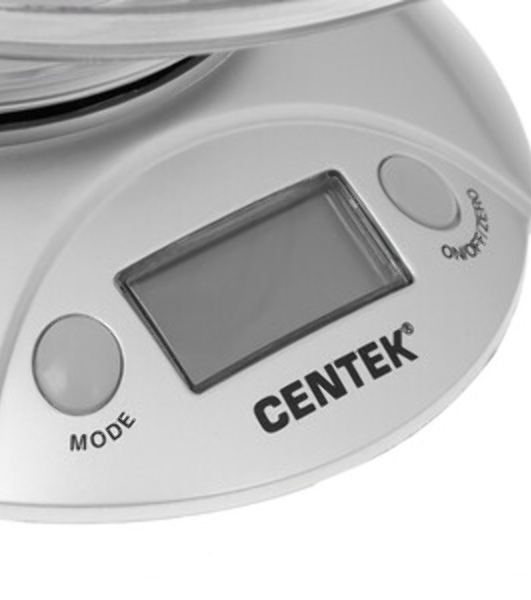 Весы кухонные Centek CT-2451 электронные, чаша, пластик, 5кг серебро/черный