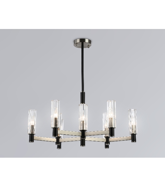 Люстра Ambrella light LH55503/9 SN/BK/CL сатин никель/черный/прозрачный E14*9 max 40W D760*760