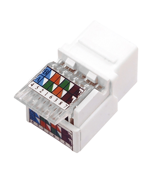 Модуль Rexant Keystone Jack RJ-45(8P8C), UTP неэкранированный, cat.5e, тип 180 градусов,самозажимной, белый