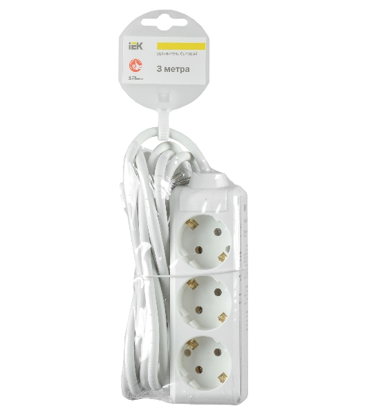 Удлинитель 3х3 м с заземл. 16А IP20 У03 2P+PE IEK WYP10-16-03-03-Z-N