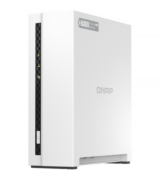 Сетевое хранилище SMB QNAP TS-133 NAS 1 HDD tray. ARM 4-core Cortex-A55 1.8GHz, ram 2 Gb (max), 1x1GbE, 1xUSB 2.0 port,1xUSB 3.2 Gen 1