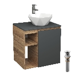 Тумба Bau Dream Blackwood 60 правая, графит, раковина BAU Crystal 40х40, смеситель для раковины высокий Hotel Still, нержавеющая сталь, выпуск клик клак, белый, фото8
