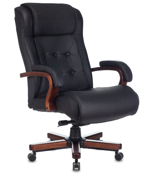 Кресло Бюрократ T-9926WALNUT черный, кожа