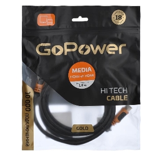 Кабель GoPower HDMI (M)-HDMI (M) 1.8M 00-00027308 черный