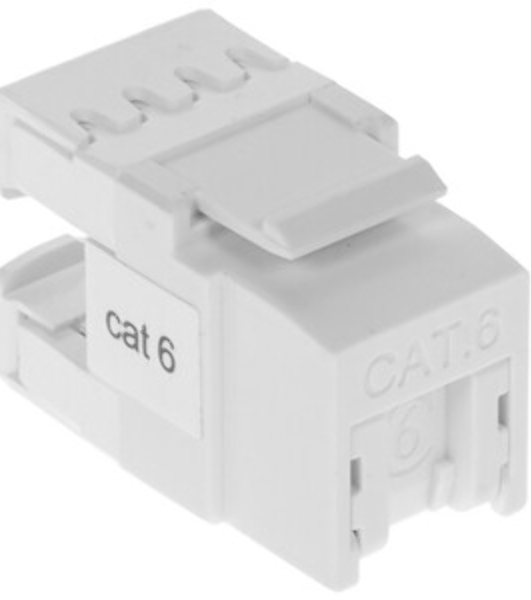 Модуль Keystone, RJ45, неэкранированный, кат.6, со встроенной шторкой, 180 градусов, белый