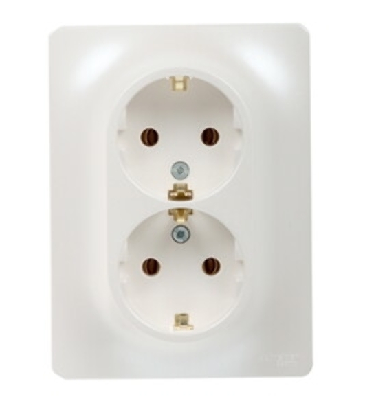 Systeme Electric Glossa Перламутр Розетка 2-ая с/з , 16А (в сборе)